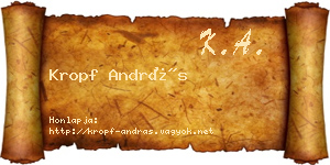 Kropf András névjegykártya